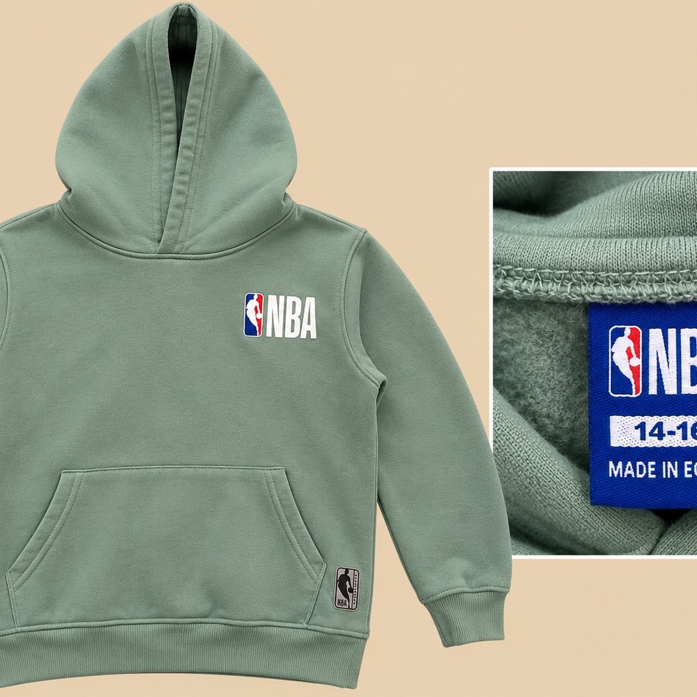 NBA Kids Hoodie in Sage Green with Classic Logo